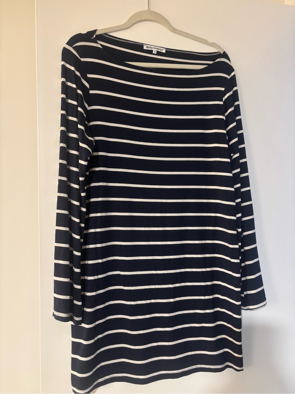 Reformation Black & White Striped Long Sleeve Dress